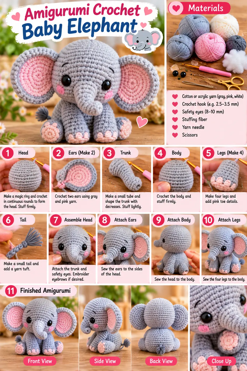 Amigurumi Crochet Baby Elephant