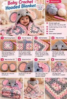 Baby Crochet Hooded Blanket