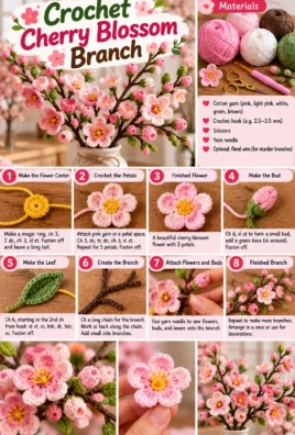 Crochet Cherry Blossom Branch