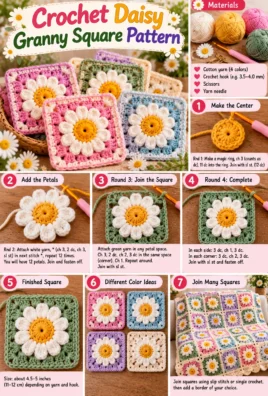 Crochet Daisy Granny Square Pattern