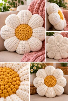 Crochet Daisy Pillow