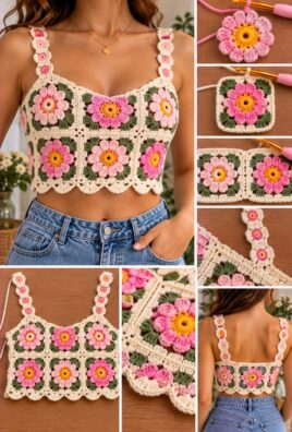 Crochet Floral Crop Top