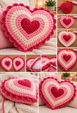 Crochet Heart-Shaped Pillow