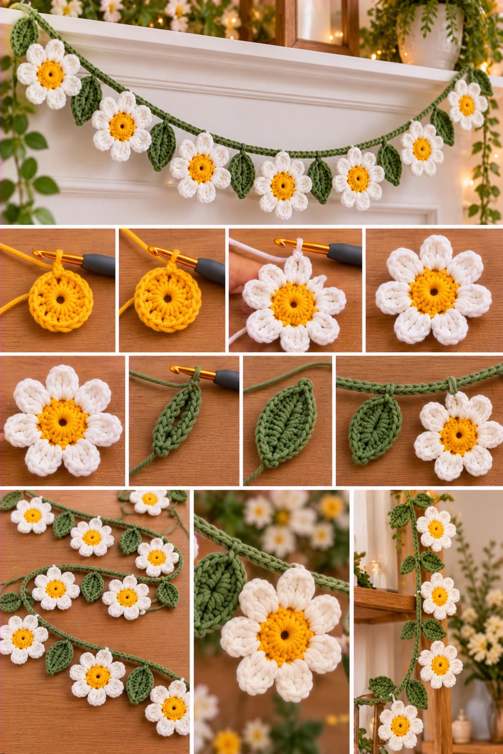 Crochet Spring Daisy Garland