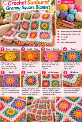 Crochet Sunburst Granny Square Blanket