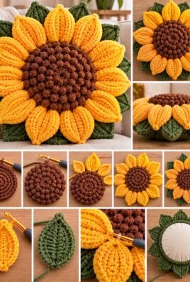 Crochet Sunflower Pillow