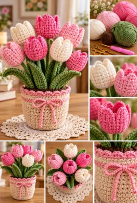 Crochet Tulip Flower Pot
